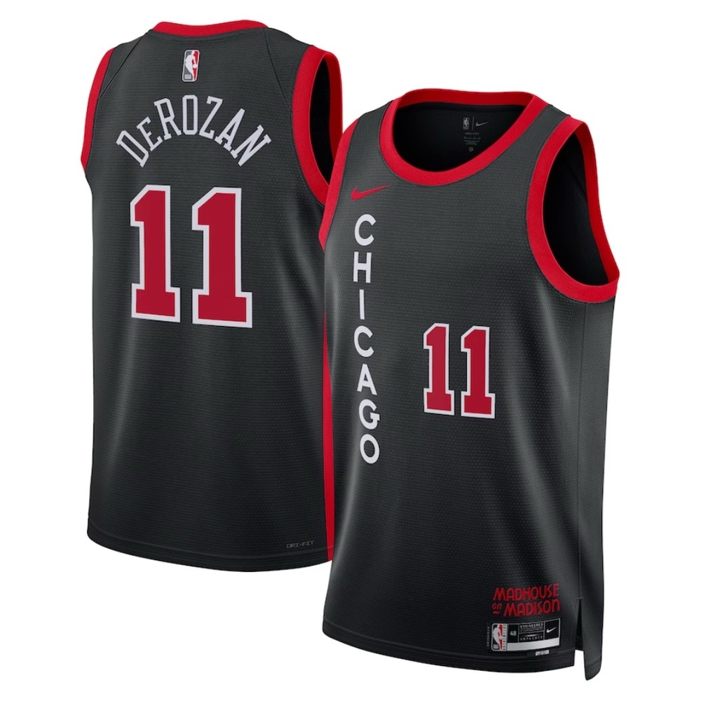 Nike Black and Red Chicago Basketball Jersey